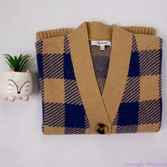 NWT Madewell Bayberry Cardigan‎ Sweater in Buffalo Check, XXS, Kim Kardashian - Picture 15 of 16